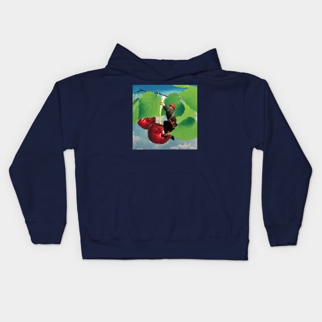 Cherry Picking Kids Hoodie by collagebymarianne (Marianne Strickler)